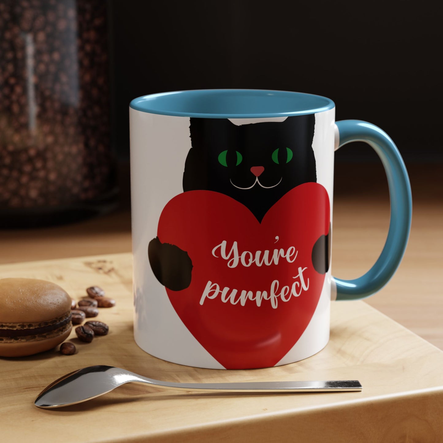 Purrfect Cat Heart Accent Coffee Mug – "You're Purrfect" 11/15oz