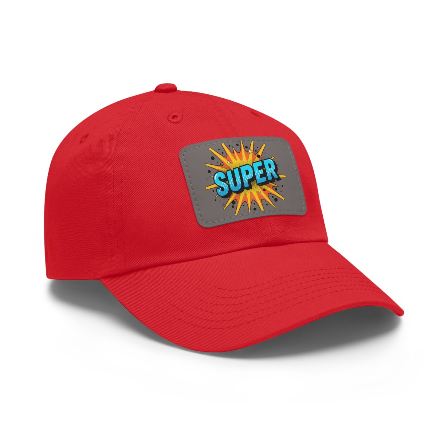 Super Dad Leather Patch Dad Hat — Embroidered 'SUPER' Cap
