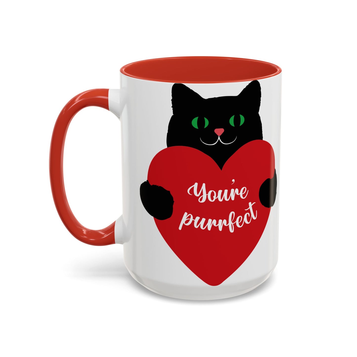 Purrfect Cat Heart Accent Coffee Mug – "You're Purrfect" 11/15oz