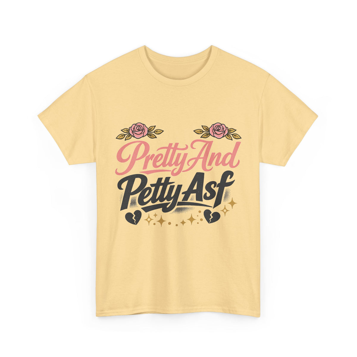 Pretty And Petty Asf Tee — Floral Retro Slogan T‑Shirt
