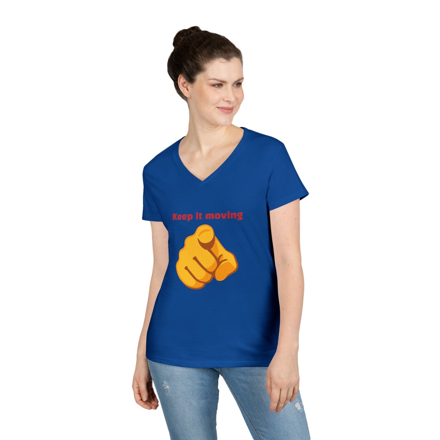 Motivational Ladies' V-Neck T-Shirt - Keep it Moving, Fitspiration Tee, Workout Shirt, Casual Wear, Gift for Fitness Enthusiasts