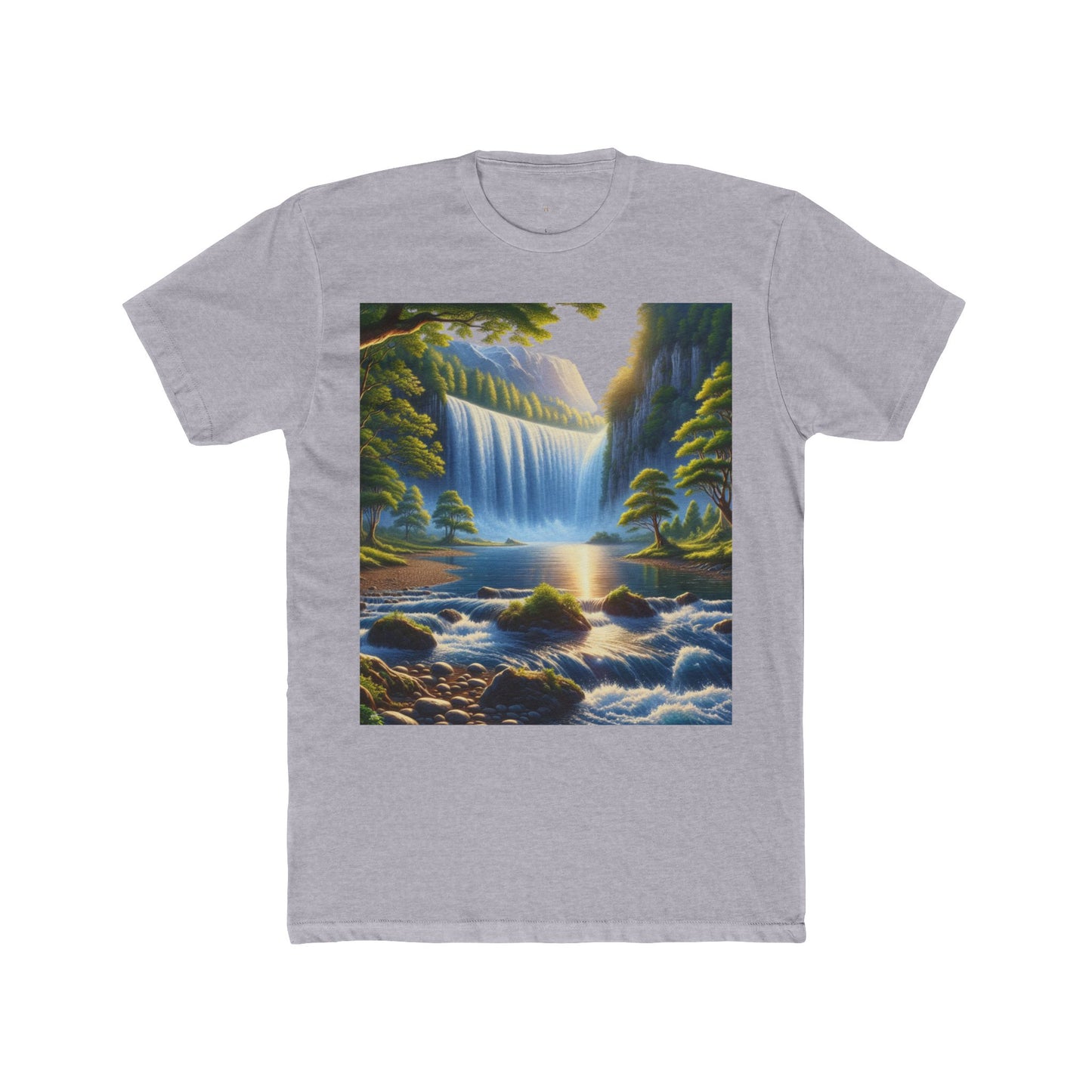 Serene Nature Landscape Tee, Eco-friendly Cotton Tee