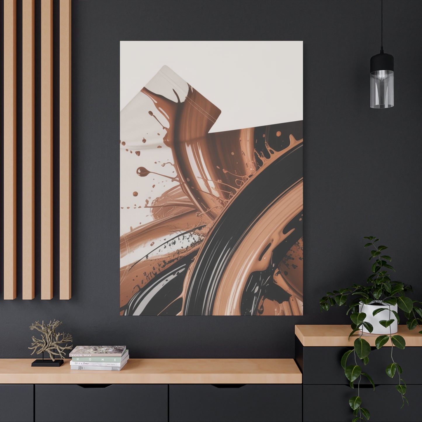 Abstract Brown Swirl Matte Canvas Wall Art (Stretched 1.25")