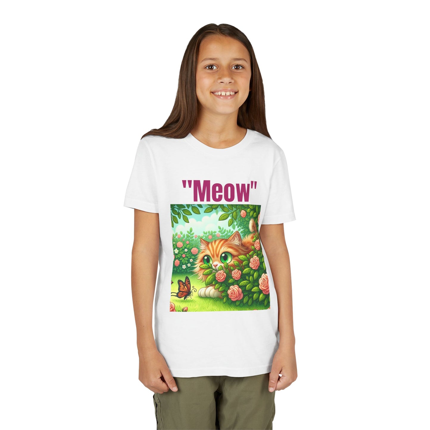 Meow Cat Youth Tee, Cute Kitten Shirt