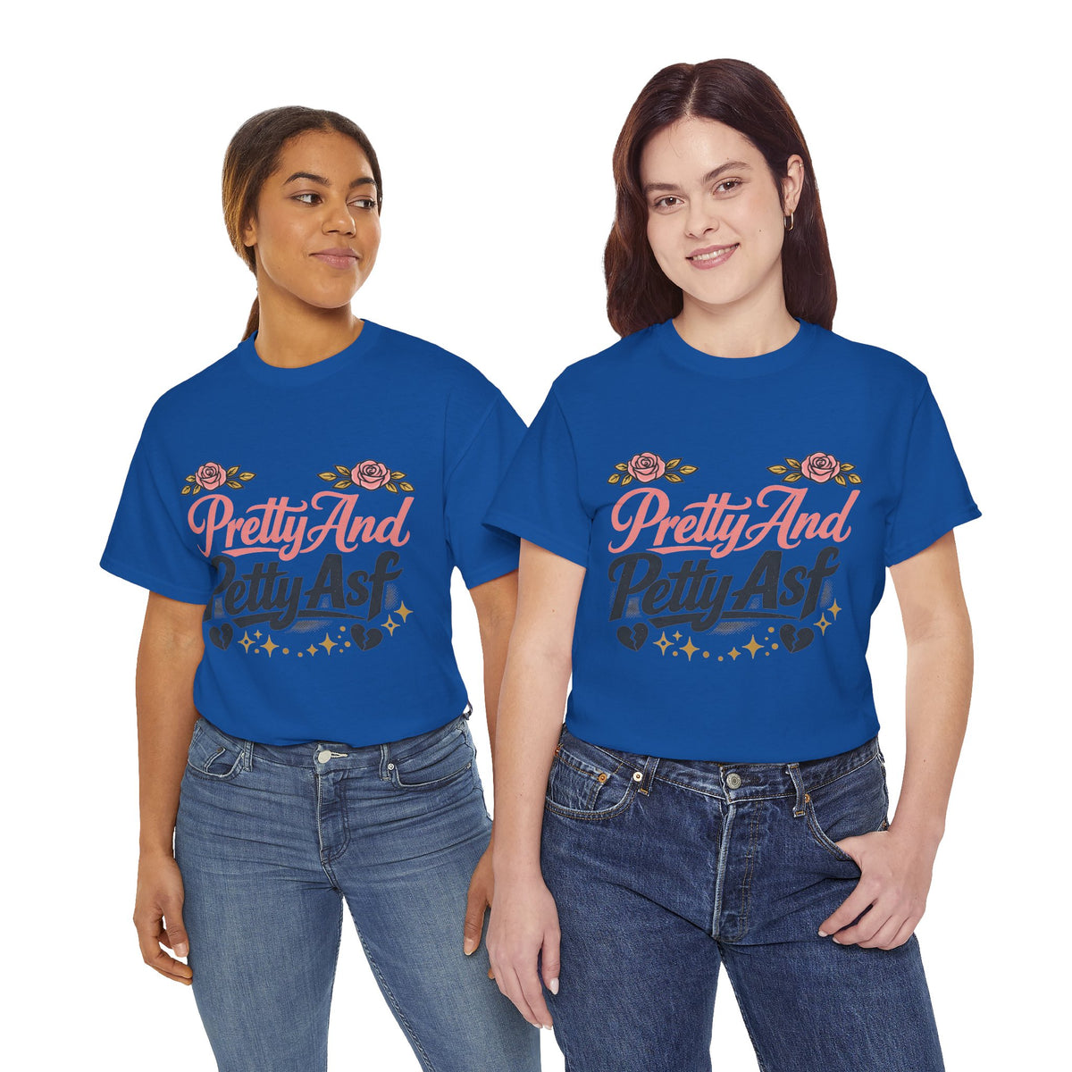 Pretty And Petty Asf Tee — Floral Retro Slogan T‑Shirt