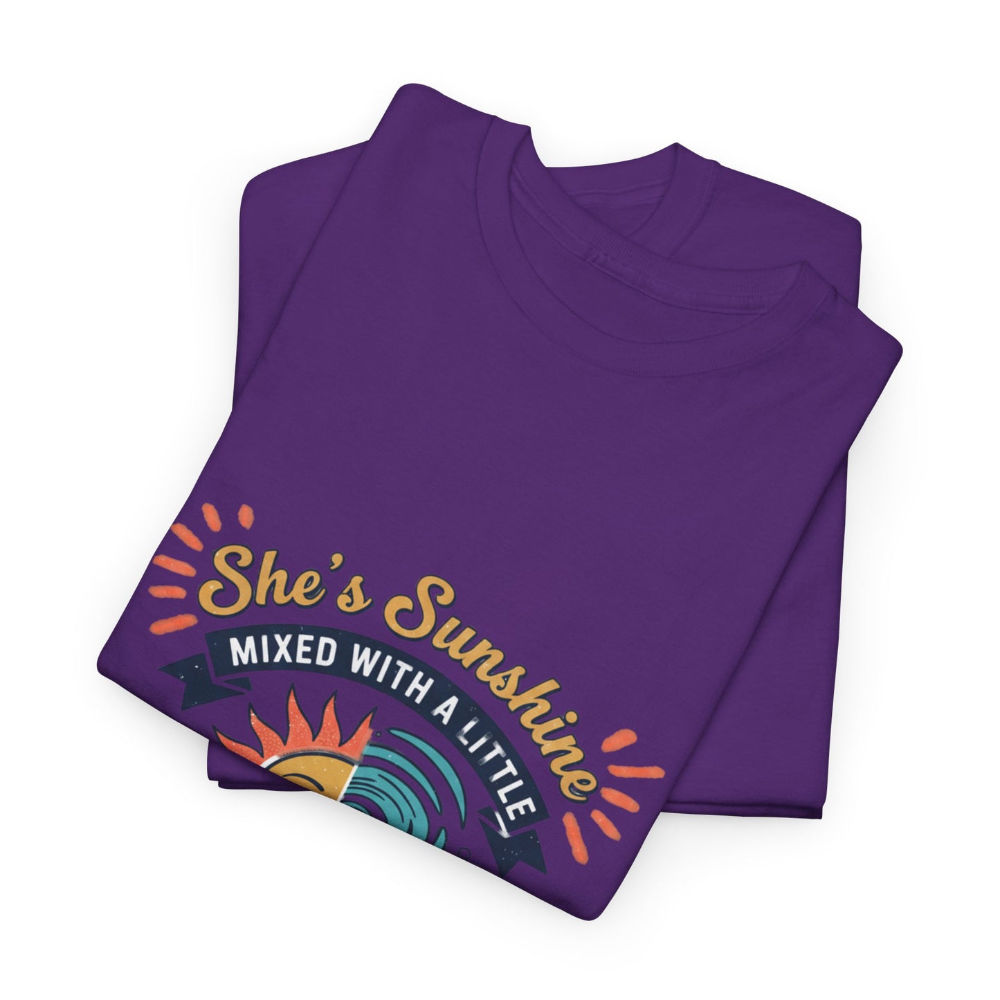 Sun & Sea Hurricane Graphic Tee – Retro Split Sun Wave Design