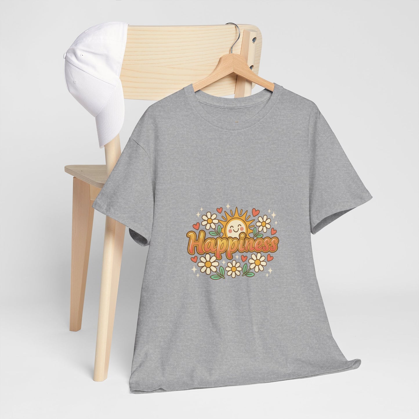 T-Shirt — "Happiness" Retro Sunflower Graphic Tee