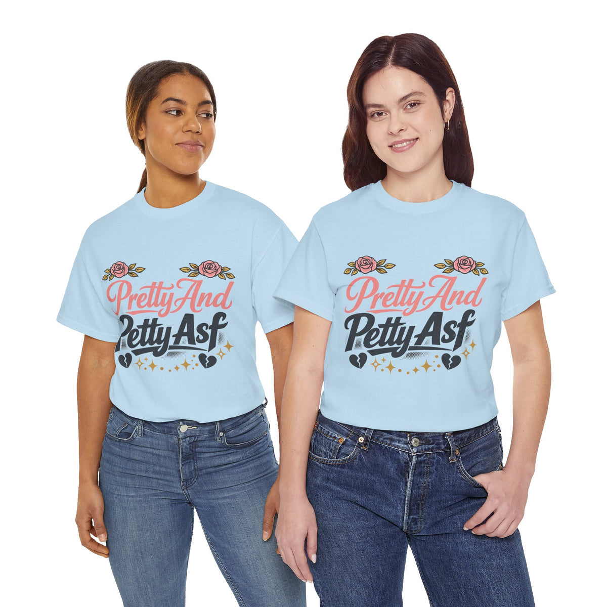 Pretty And Petty Asf Tee — Floral Retro Slogan T‑Shirt