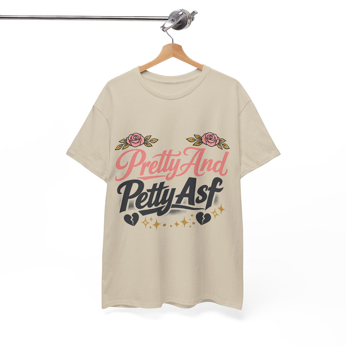 Pretty And Petty Asf Tee — Floral Retro Slogan T‑Shirt