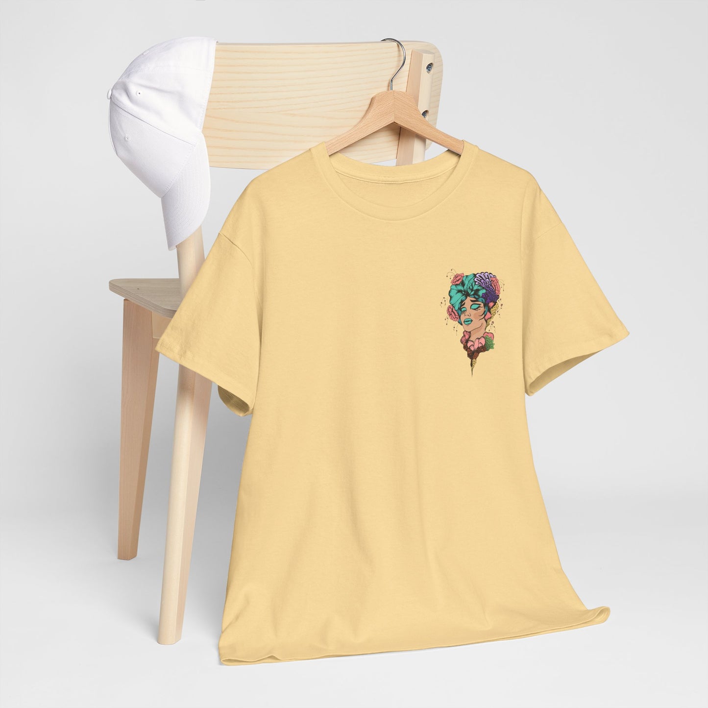 Floral Profile Art Tee — Artistic Woman Portrait Graphic T-Shirt