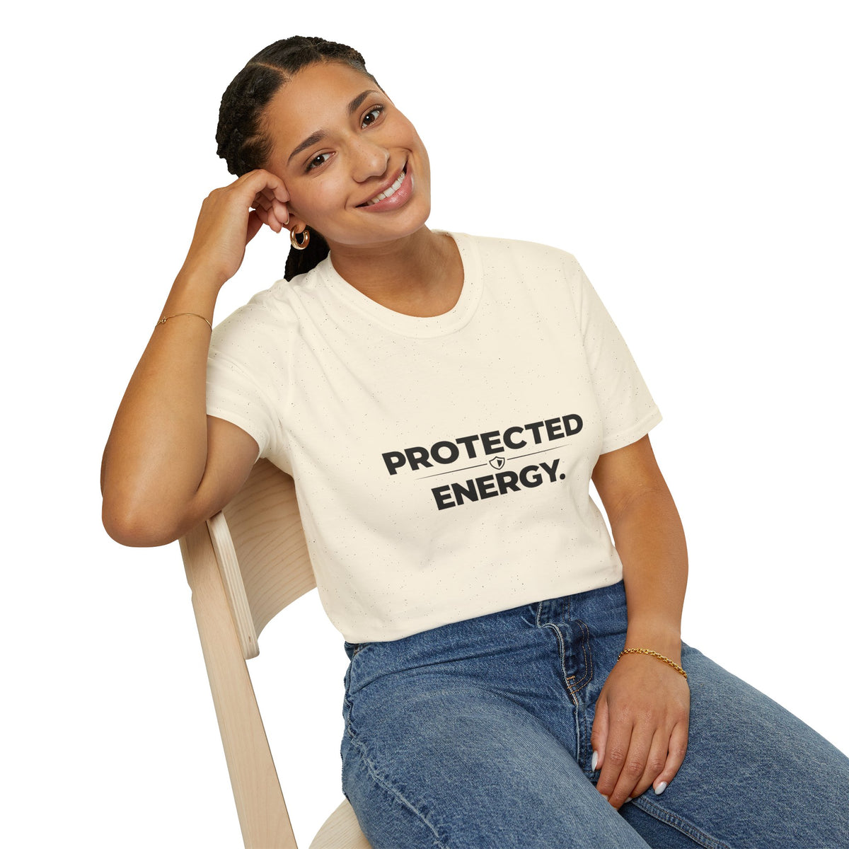 Protected Energy T‑Shirt — Minimalist Spiritual Graphic Tee