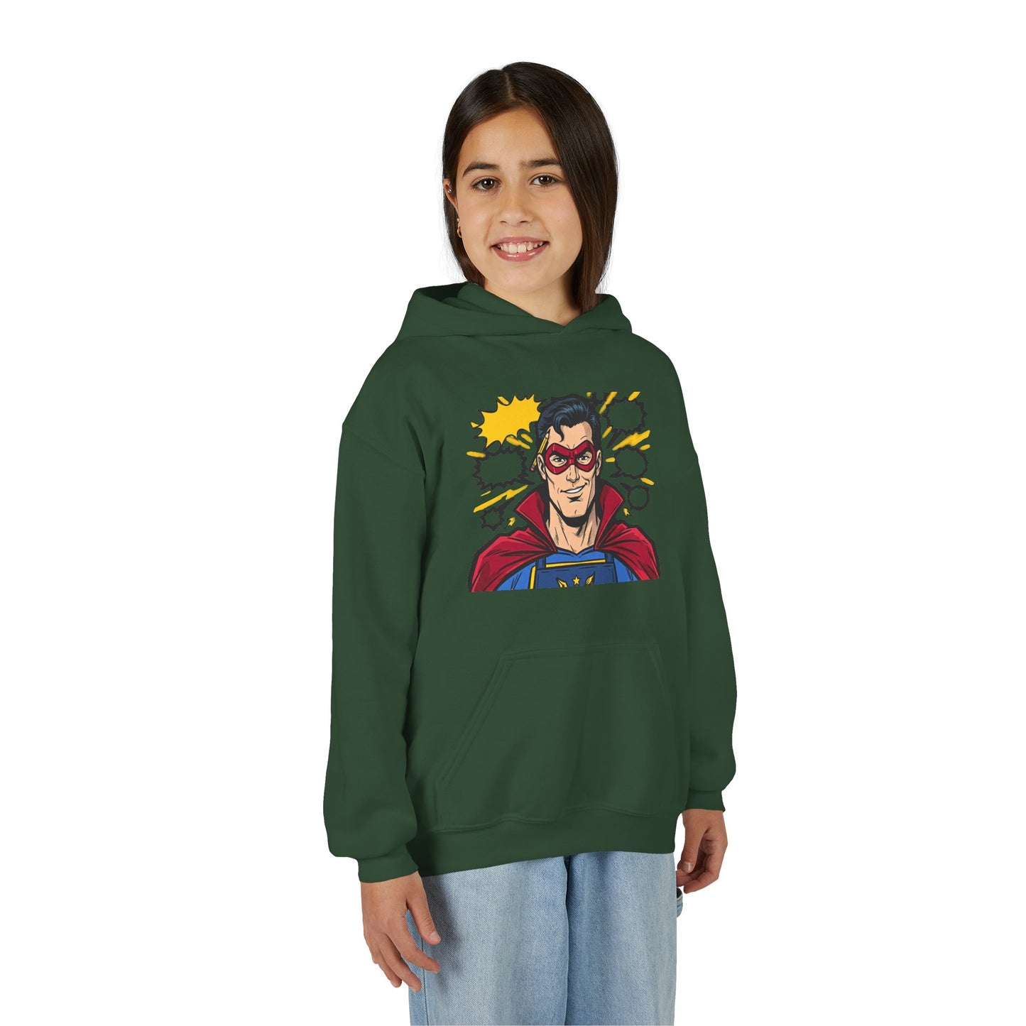 Comic Book Man Youth Hoodie — Graphic Superhero Pullover