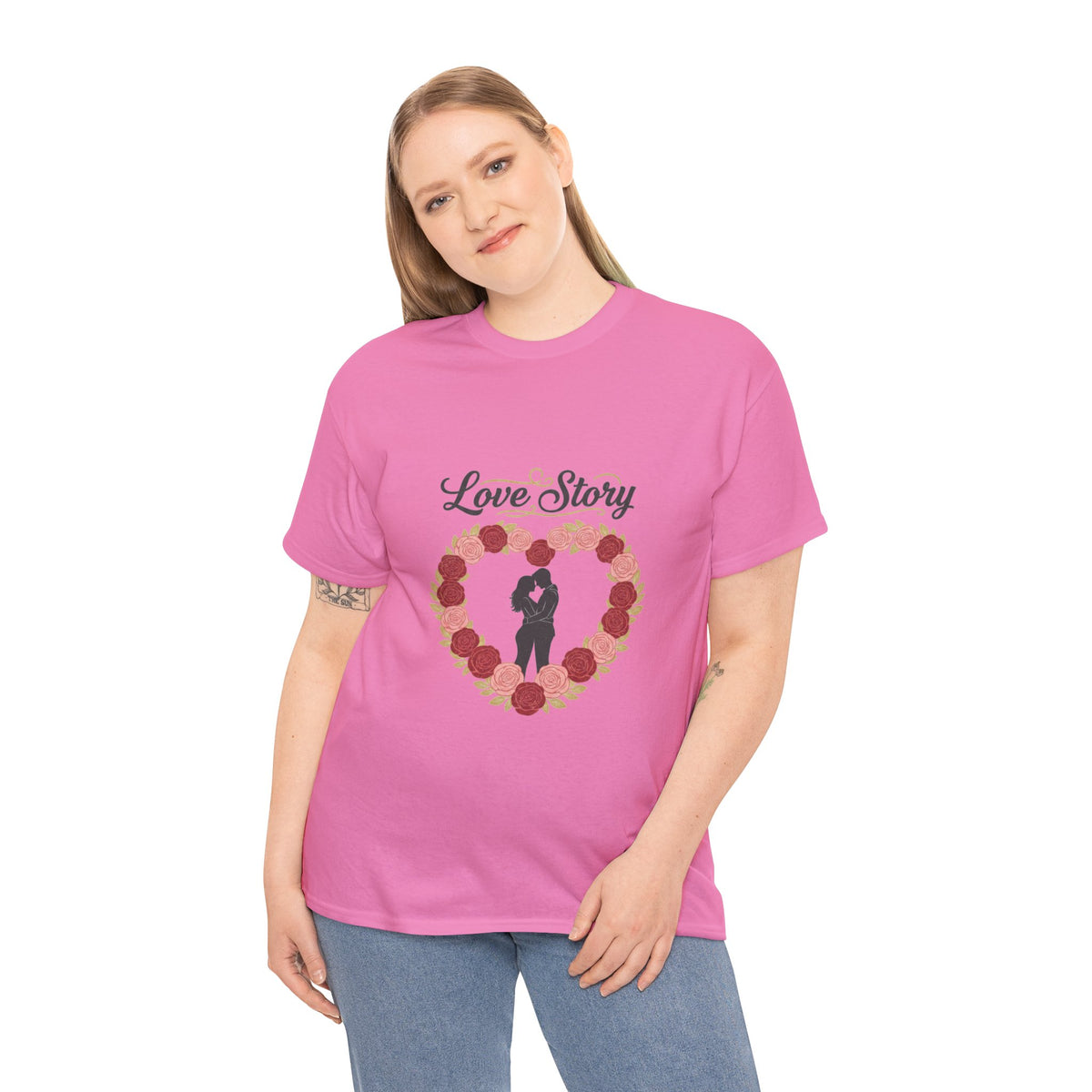 Love Story T-Shirt — 'Love Story' Floral Heart Romance Tee