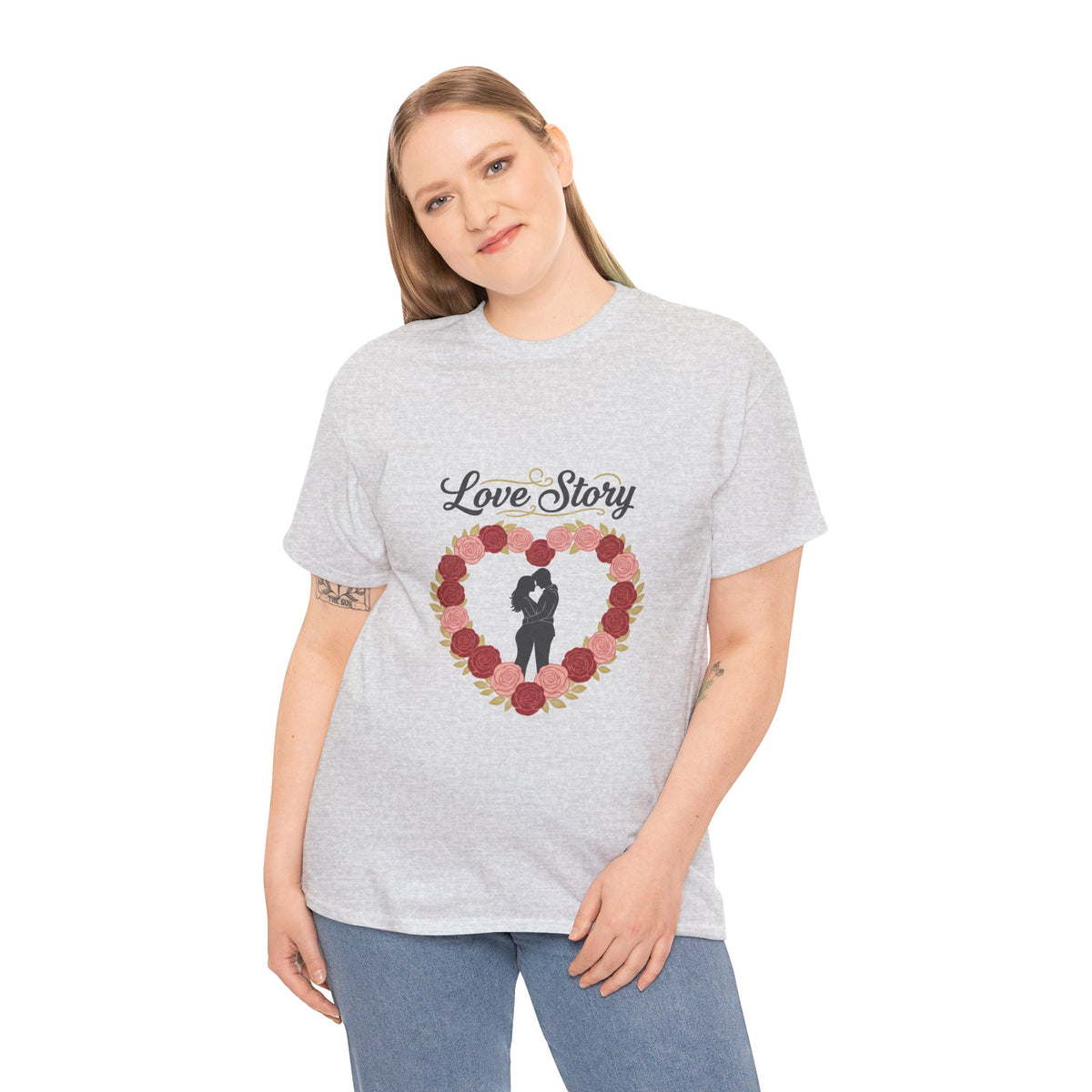 Love Story T-Shirt — 'Love Story' Floral Heart Romance Tee