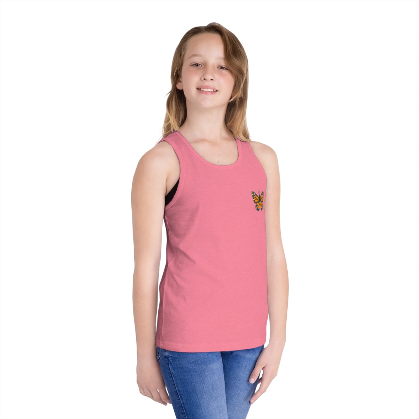 Butterfly Print Kid's Jersey Tank Top, Summer Fun Shirt, Birthday Gift, Butterfly Lover Gift, Outdoor Playwear
