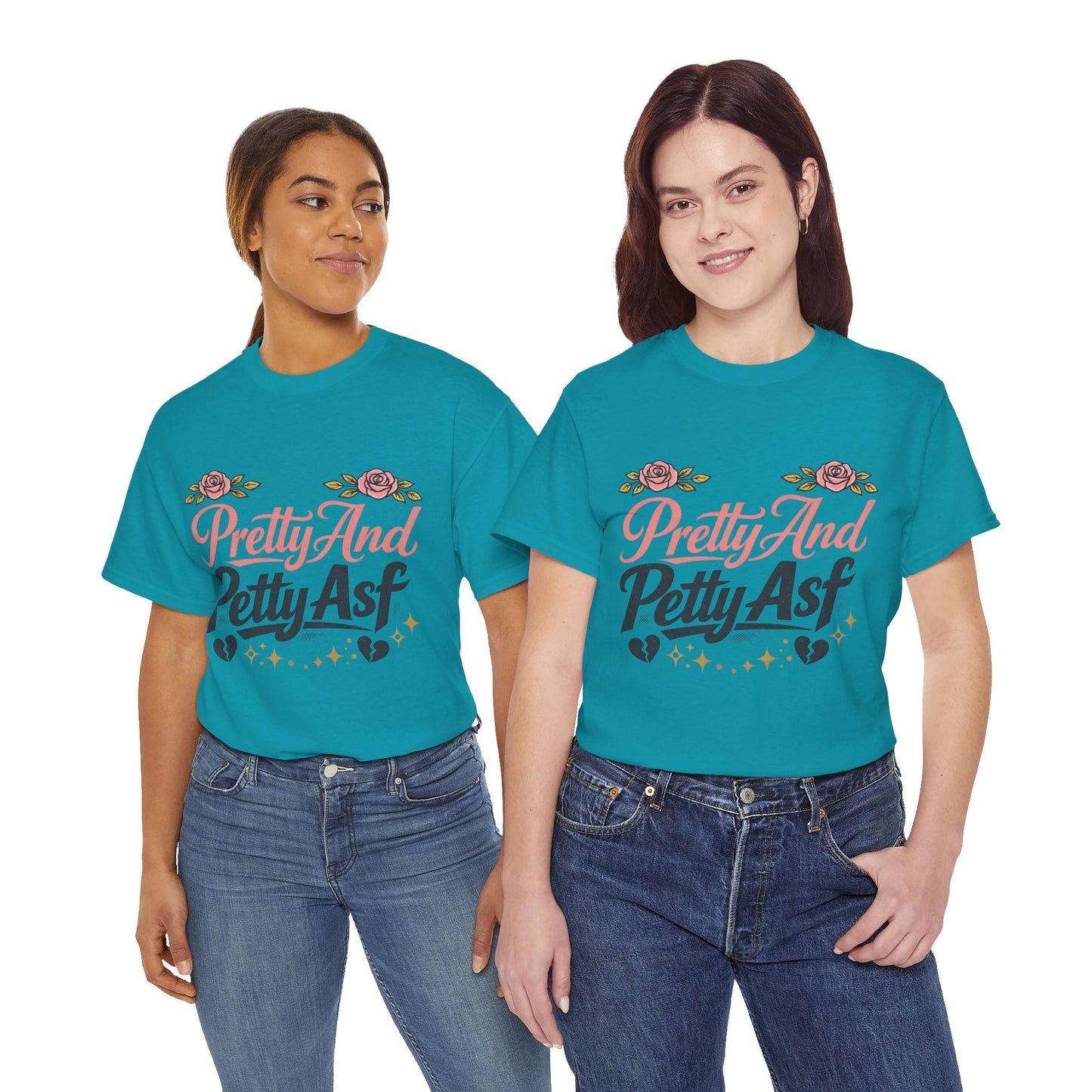 Pretty And Petty Asf Tee — Floral Retro Slogan T‑Shirt