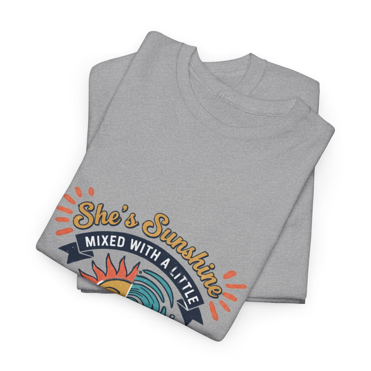 Sun & Sea Hurricane Graphic Tee – Retro Split Sun Wave Design