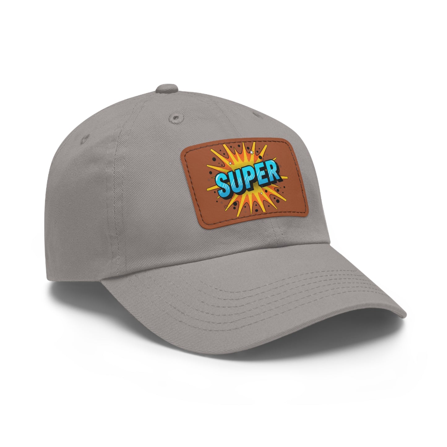 Super Dad Leather Patch Dad Hat — Embroidered 'SUPER' Cap