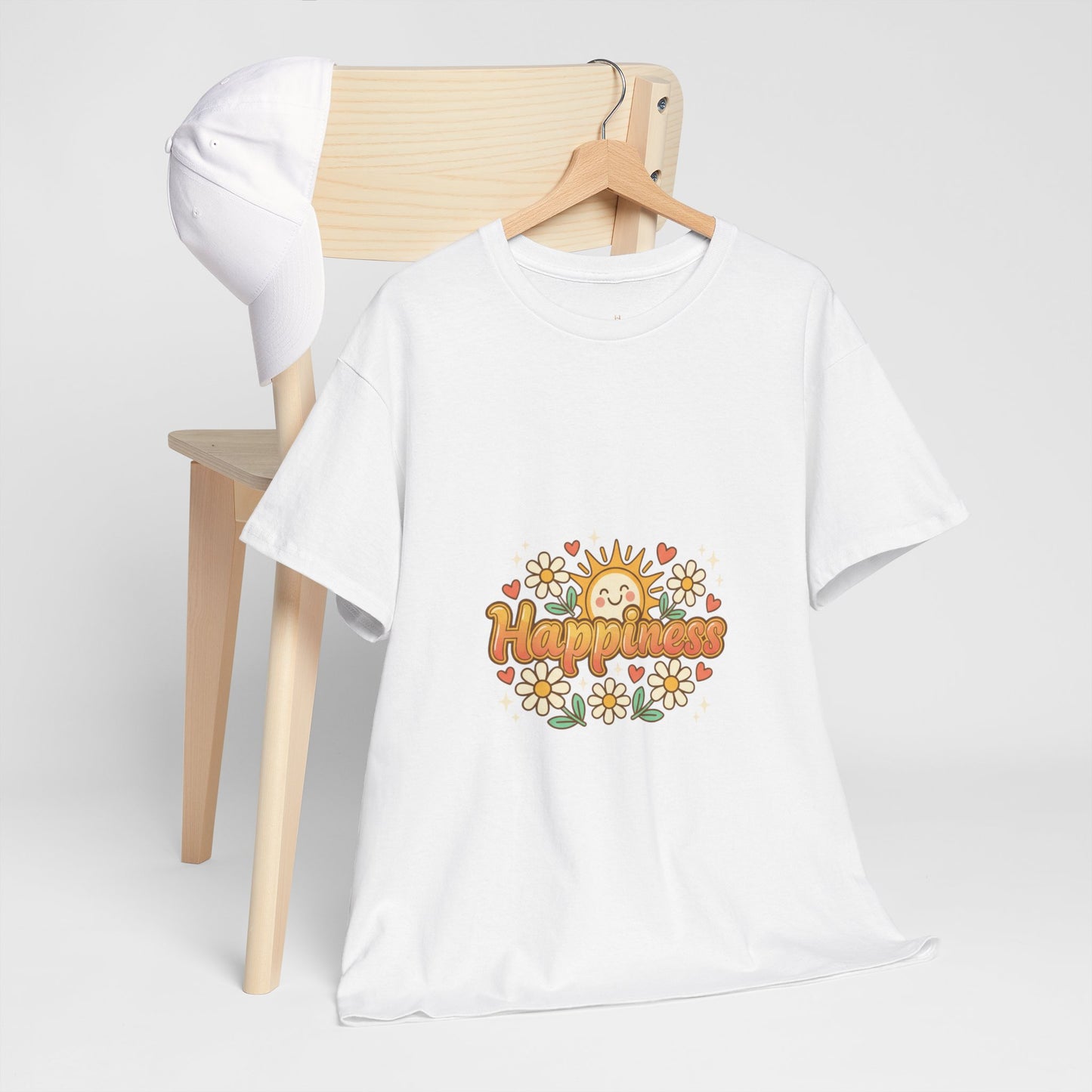 T-Shirt — "Happiness" Retro Sunflower Graphic Tee