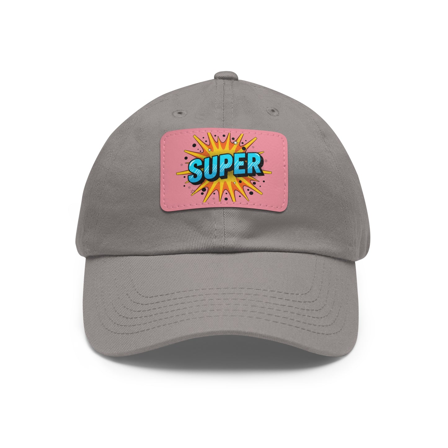 Super Dad Leather Patch Dad Hat — Embroidered 'SUPER' Cap