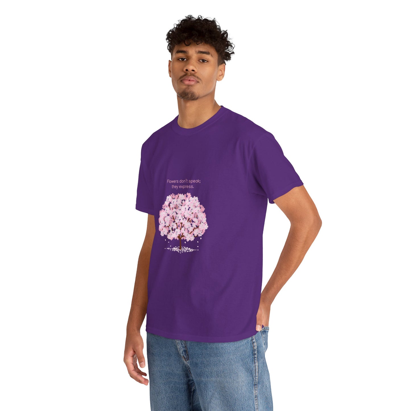 Cherry Blossom Tree T-Shirt — "Flowers don't speak, they express