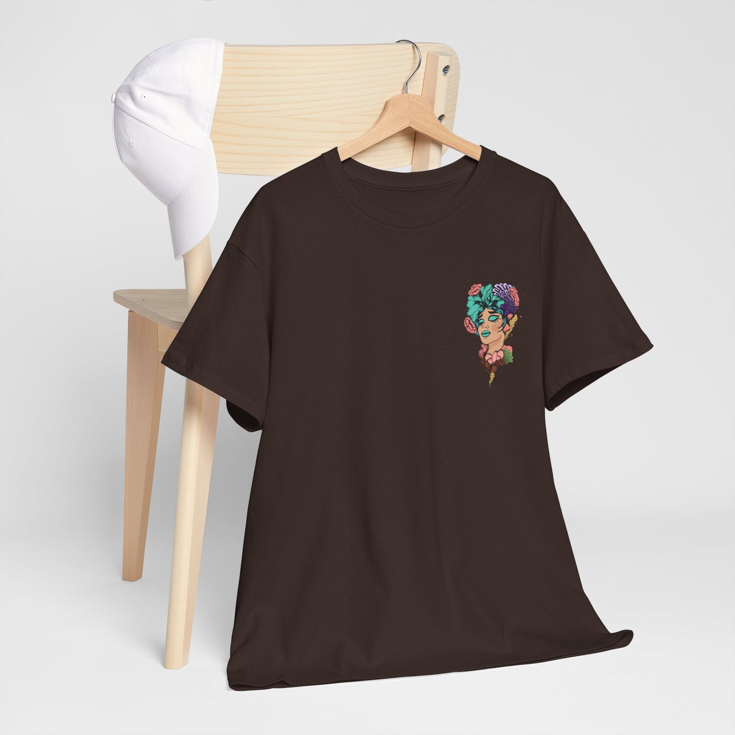 Floral Profile Art Tee — Artistic Woman Portrait Graphic T-Shirt