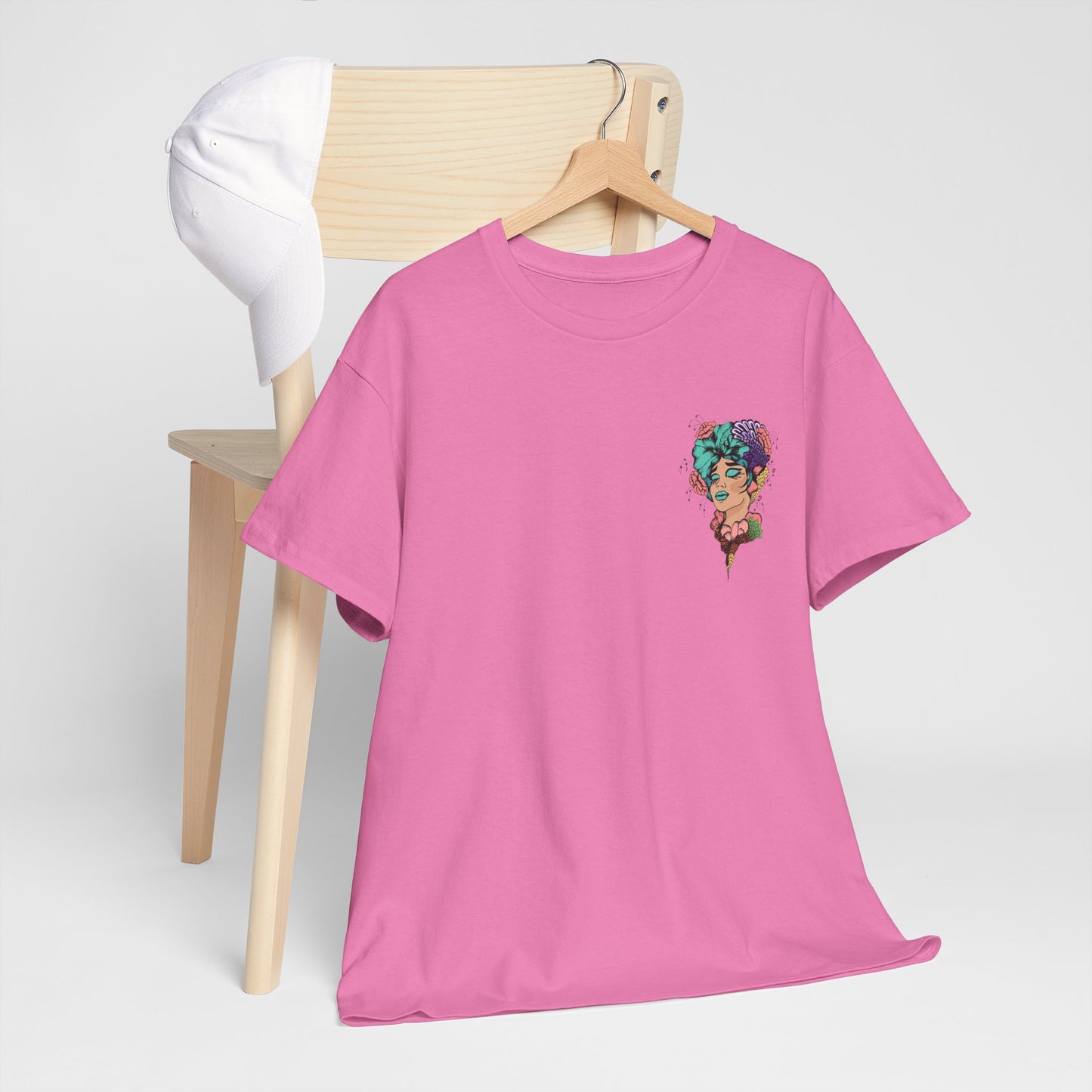 Floral Profile Art Tee — Artistic Woman Portrait Graphic T-Shirt