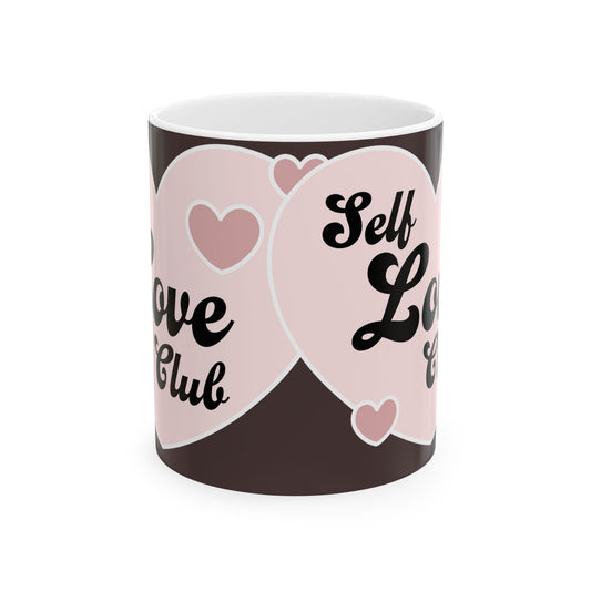 Self Love Club Ceramic Mug – Pink Heart Coffee Cup (11oz & 15oz)