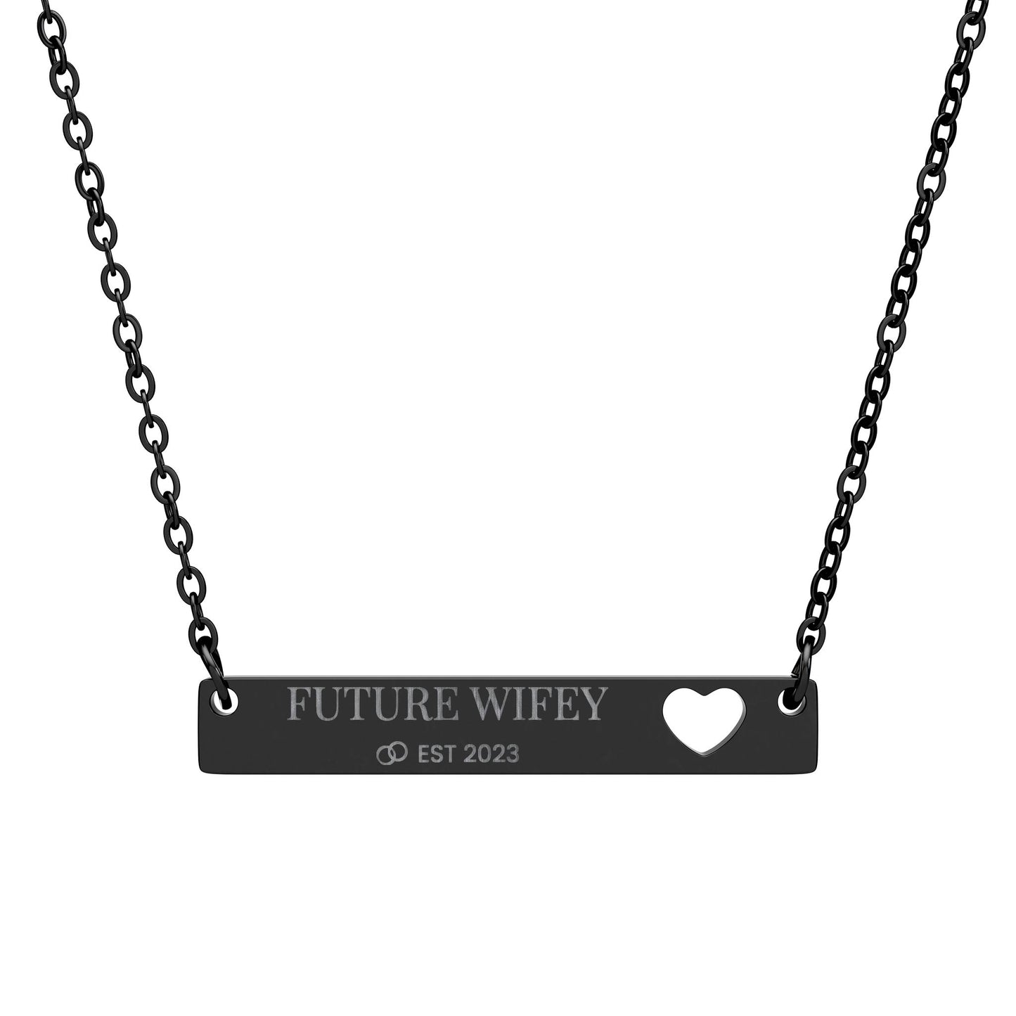 Personalized Cutout Heart Bar Necklace