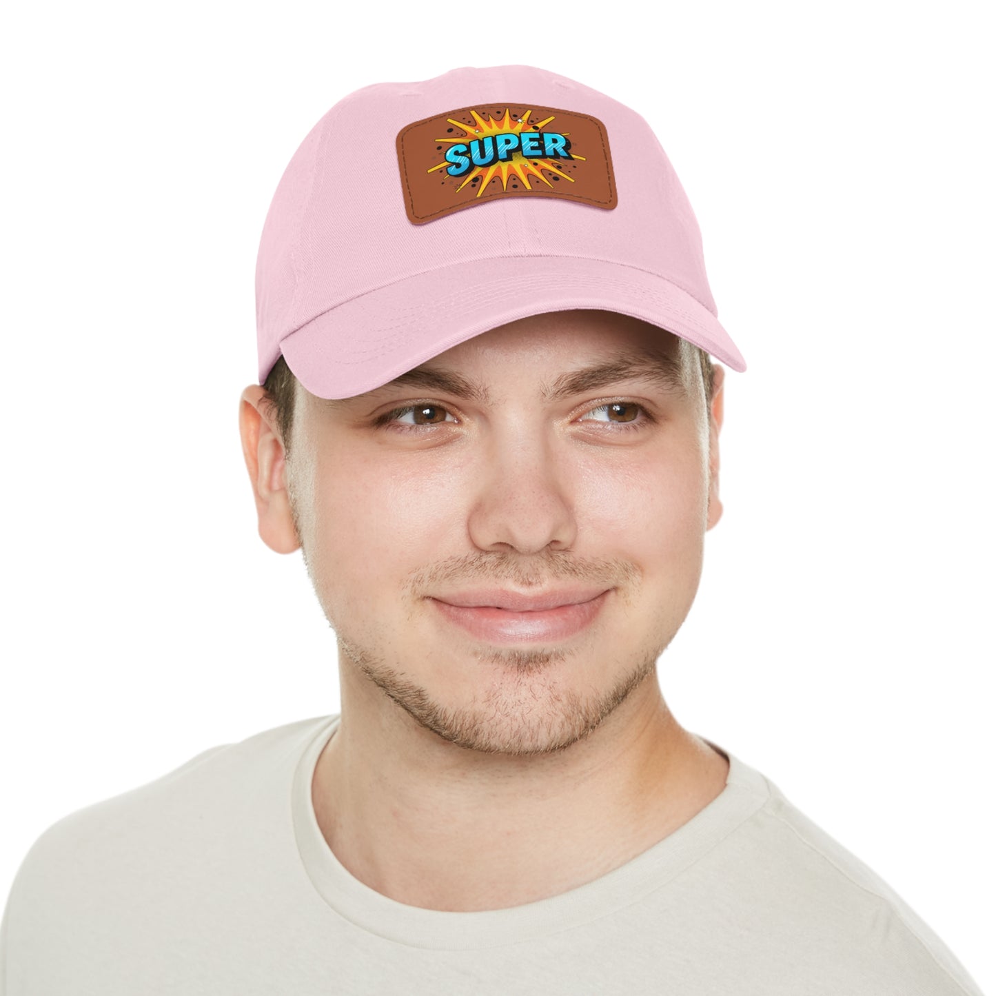 Super Dad Leather Patch Dad Hat — Embroidered 'SUPER' Cap
