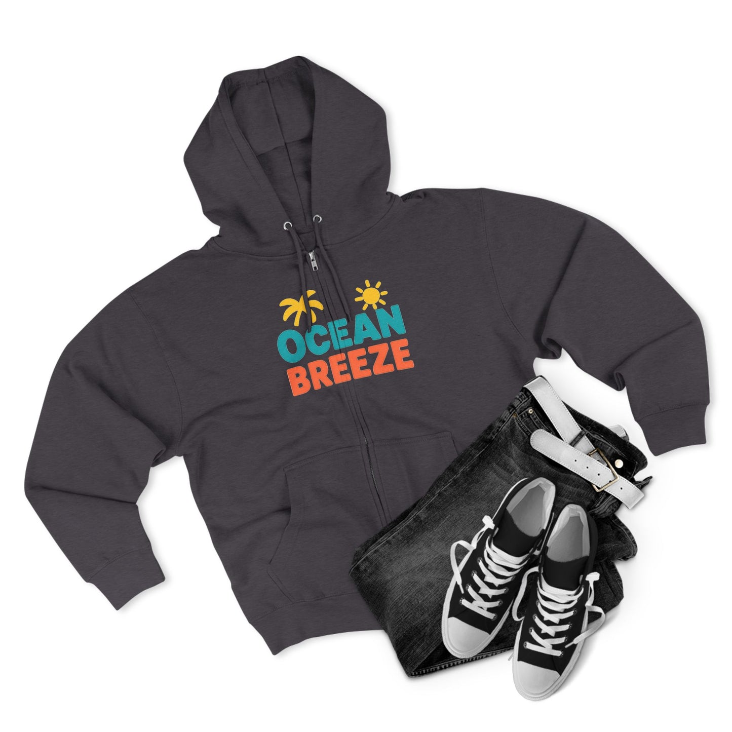 Ocean Breeze Unisex Zip Hoodie, Cozy Lightweight Jacket, Beach Vibes Wear, Summer Evenings Apparel, Ideal Gift for Friends