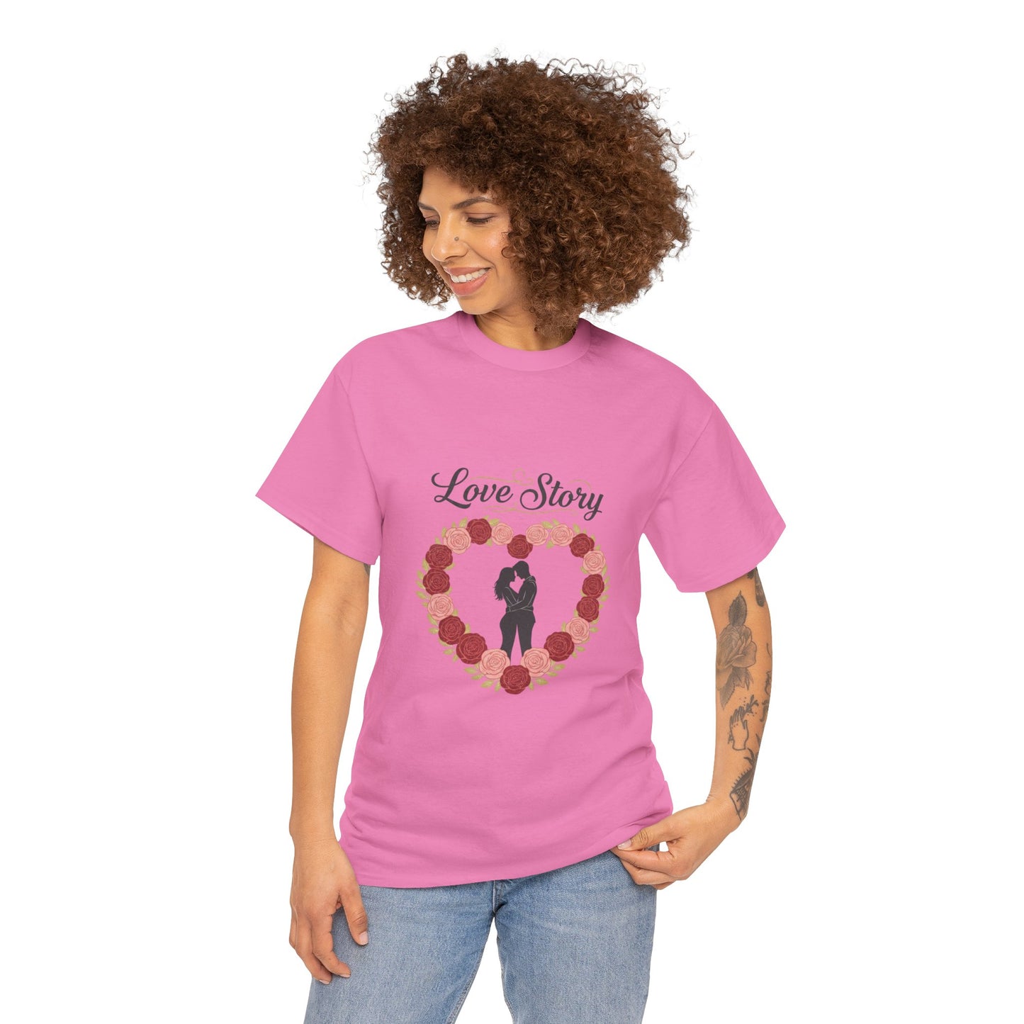 Love Story T-Shirt — 'Love Story' Floral Heart Romance Tee