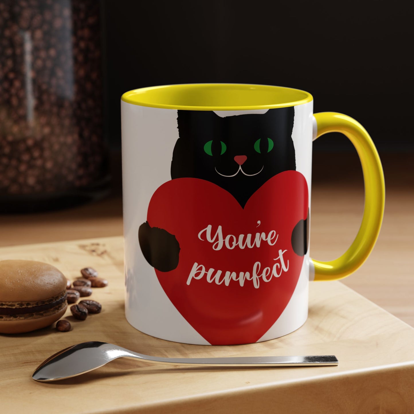 Purrfect Cat Heart Accent Coffee Mug – "You're Purrfect" 11/15oz