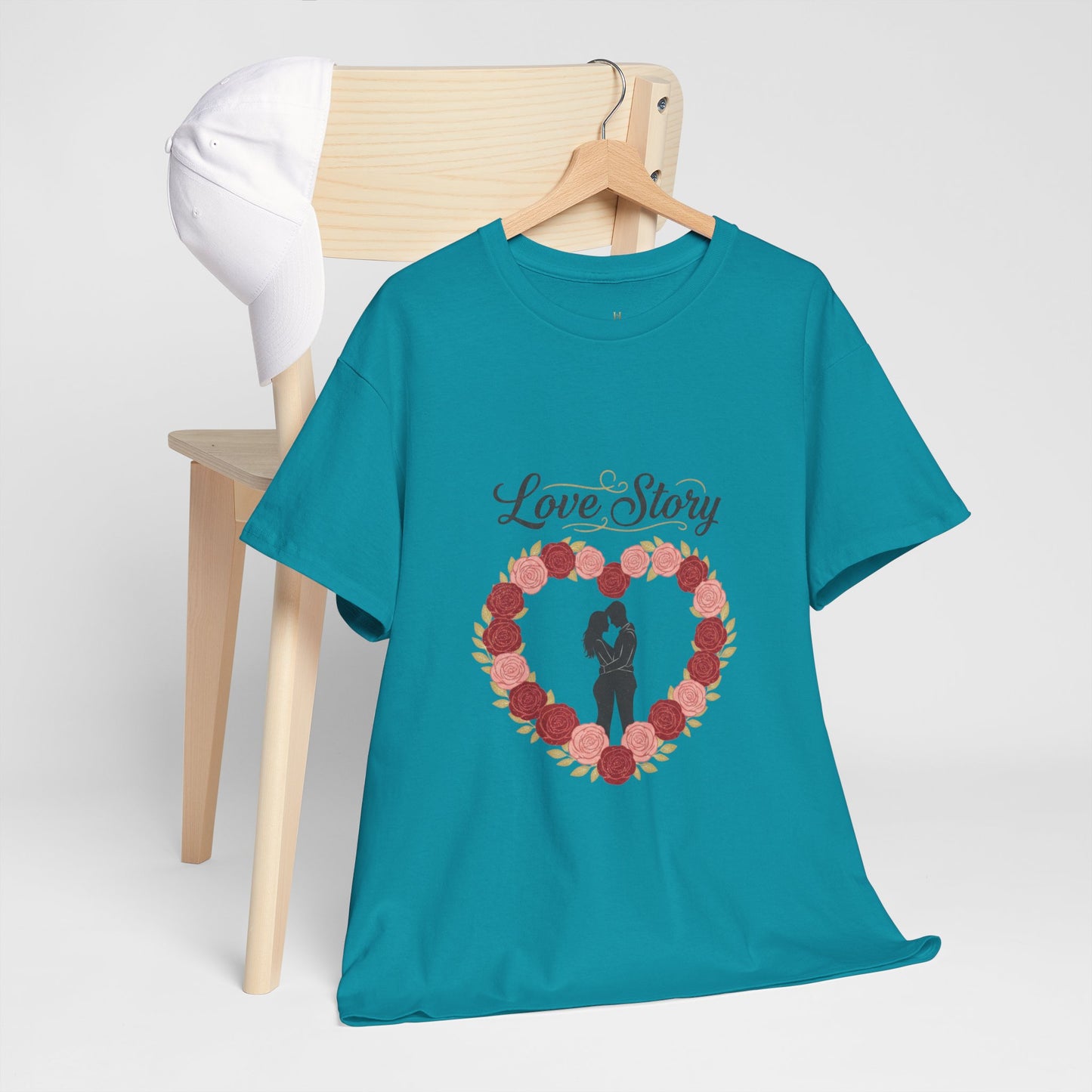 Love Story T-Shirt — 'Love Story' Floral Heart Romance Tee