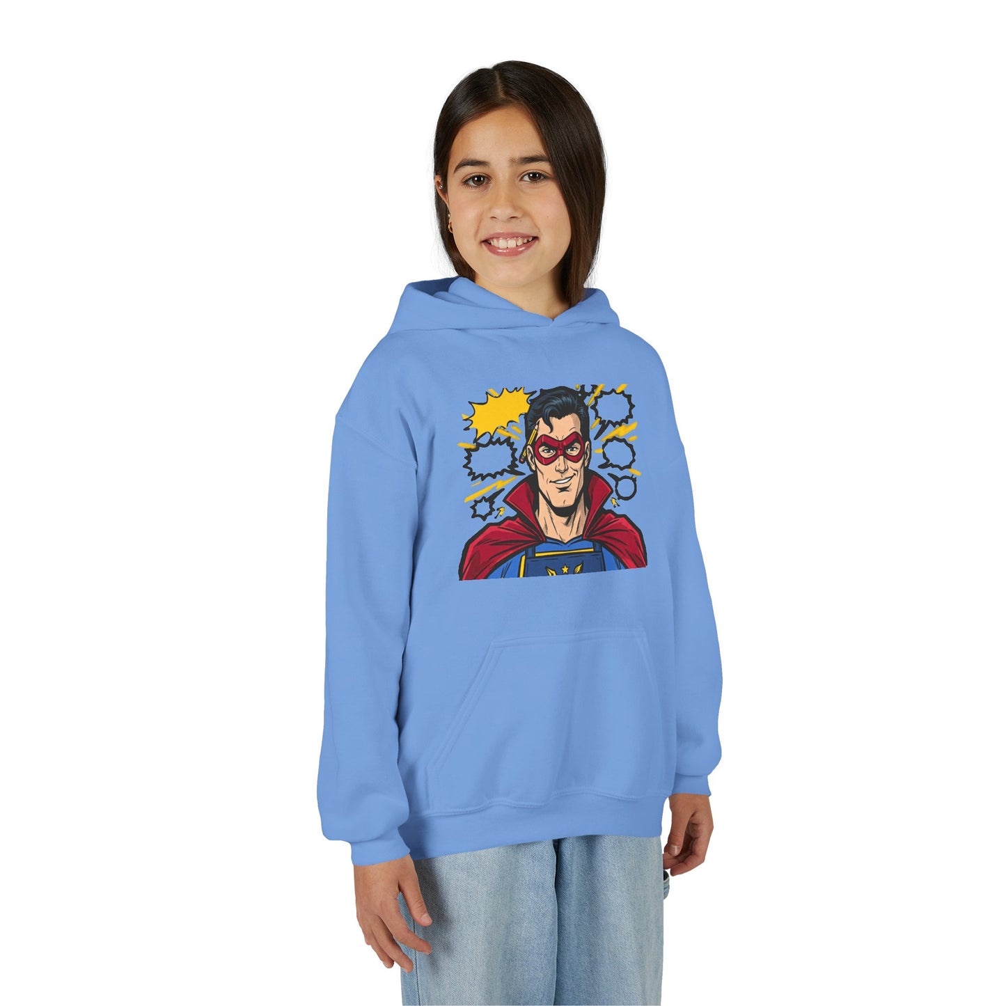 Comic Book Man Youth Hoodie — Graphic Superhero Pullover