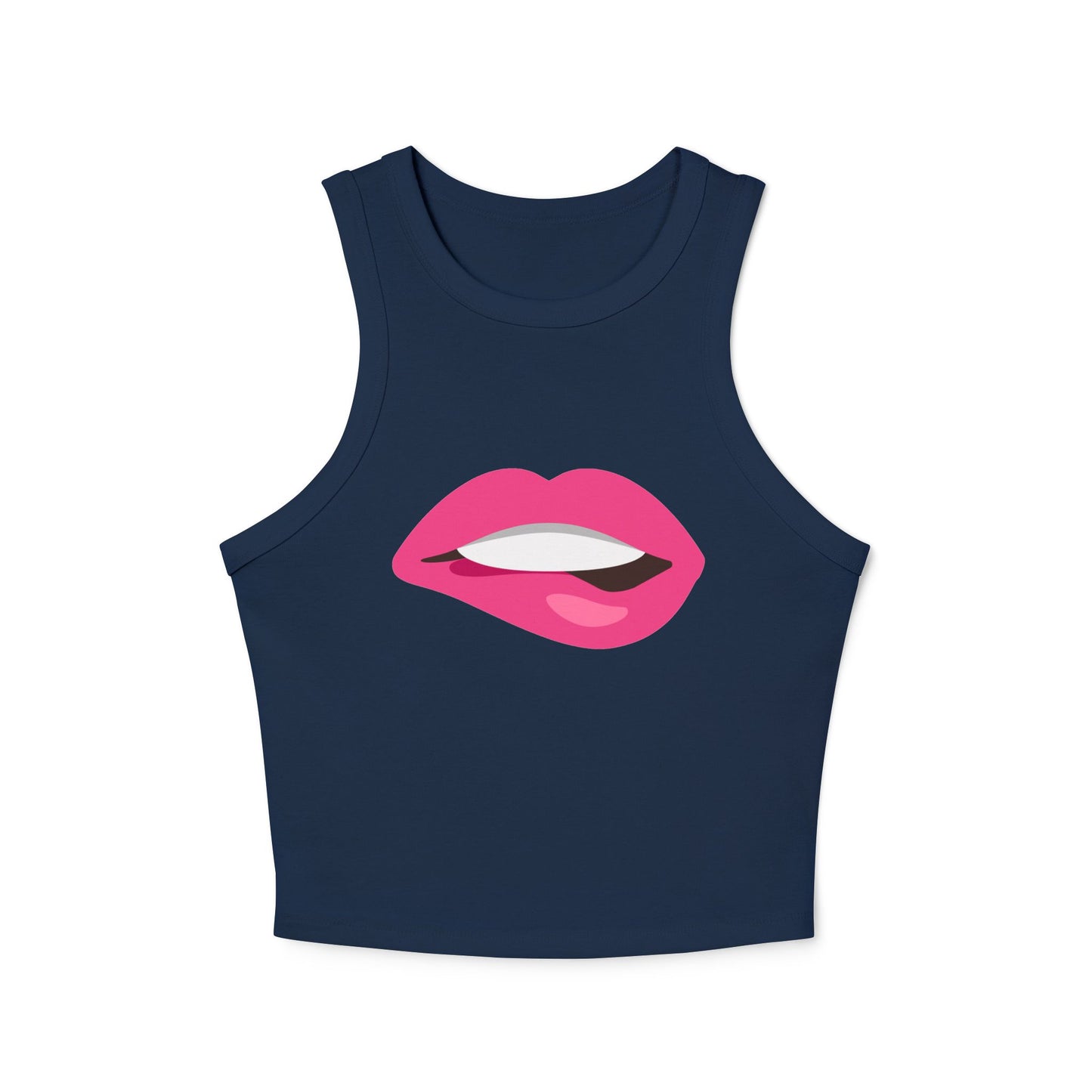 Chic Racer Tank Top with Fun Lip Design