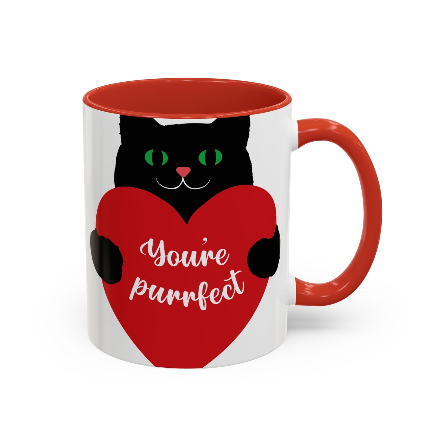 Purrfect Cat Heart Accent Coffee Mug – "You're Purrfect" 11/15oz