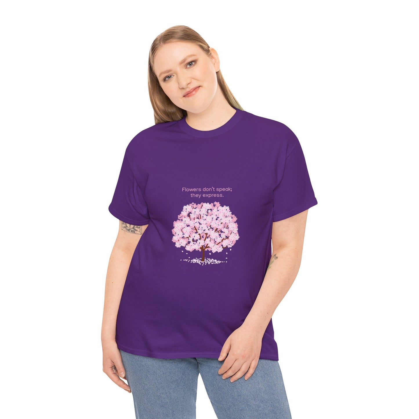 Cherry Blossom Tree T-Shirt — "Flowers don't speak, they express