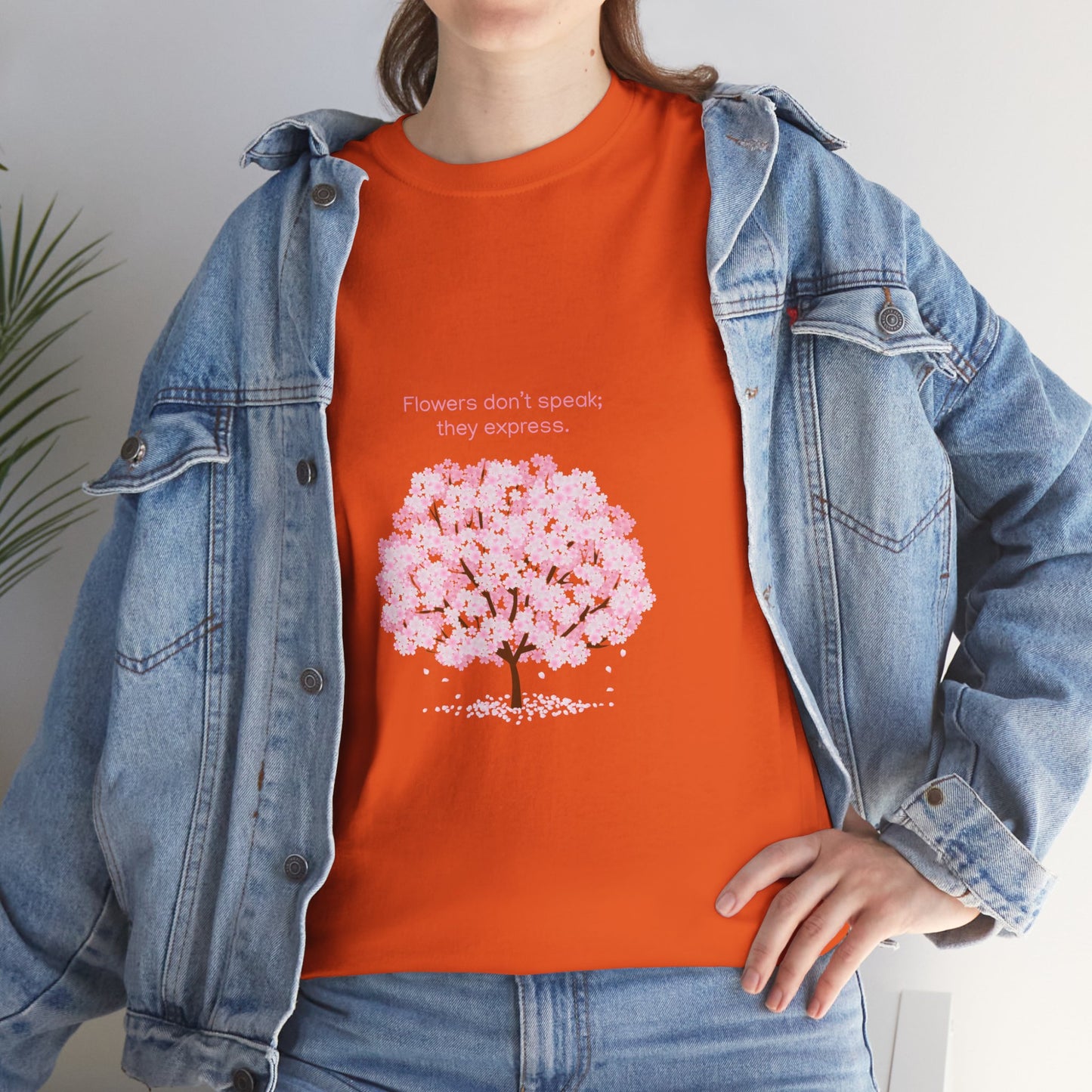 Cherry Blossom Tree T-Shirt — "Flowers don't speak, they express