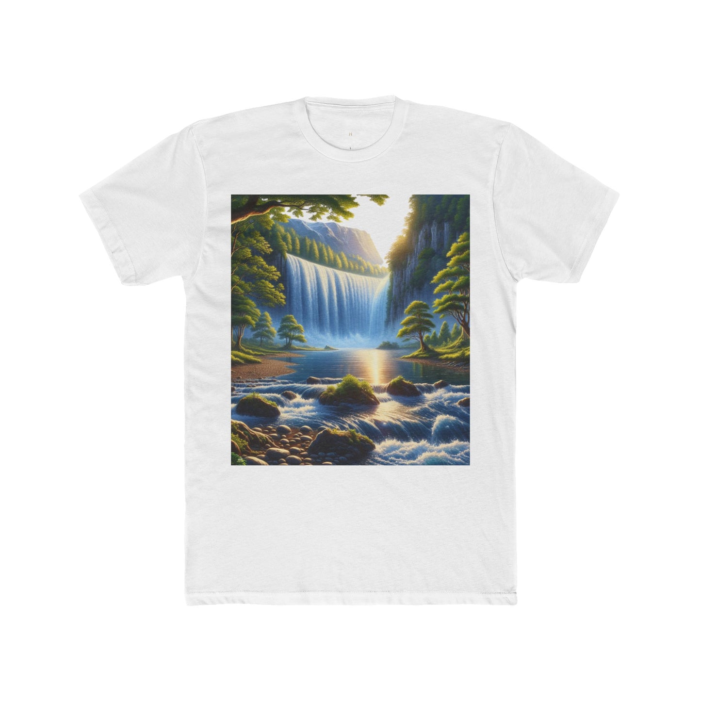 Serene Nature Landscape Tee, Eco-friendly Cotton Tee