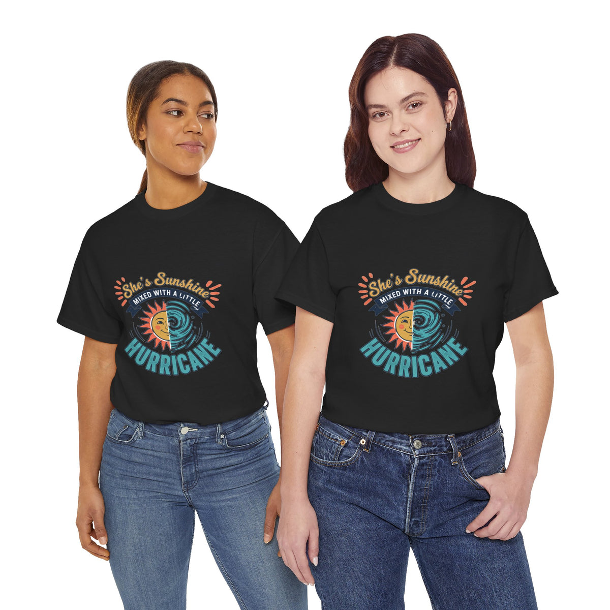 Sun & Sea Hurricane Graphic Tee – Retro Split Sun Wave Design