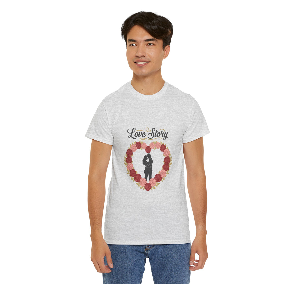 Love Story T-Shirt — 'Love Story' Floral Heart Romance Tee