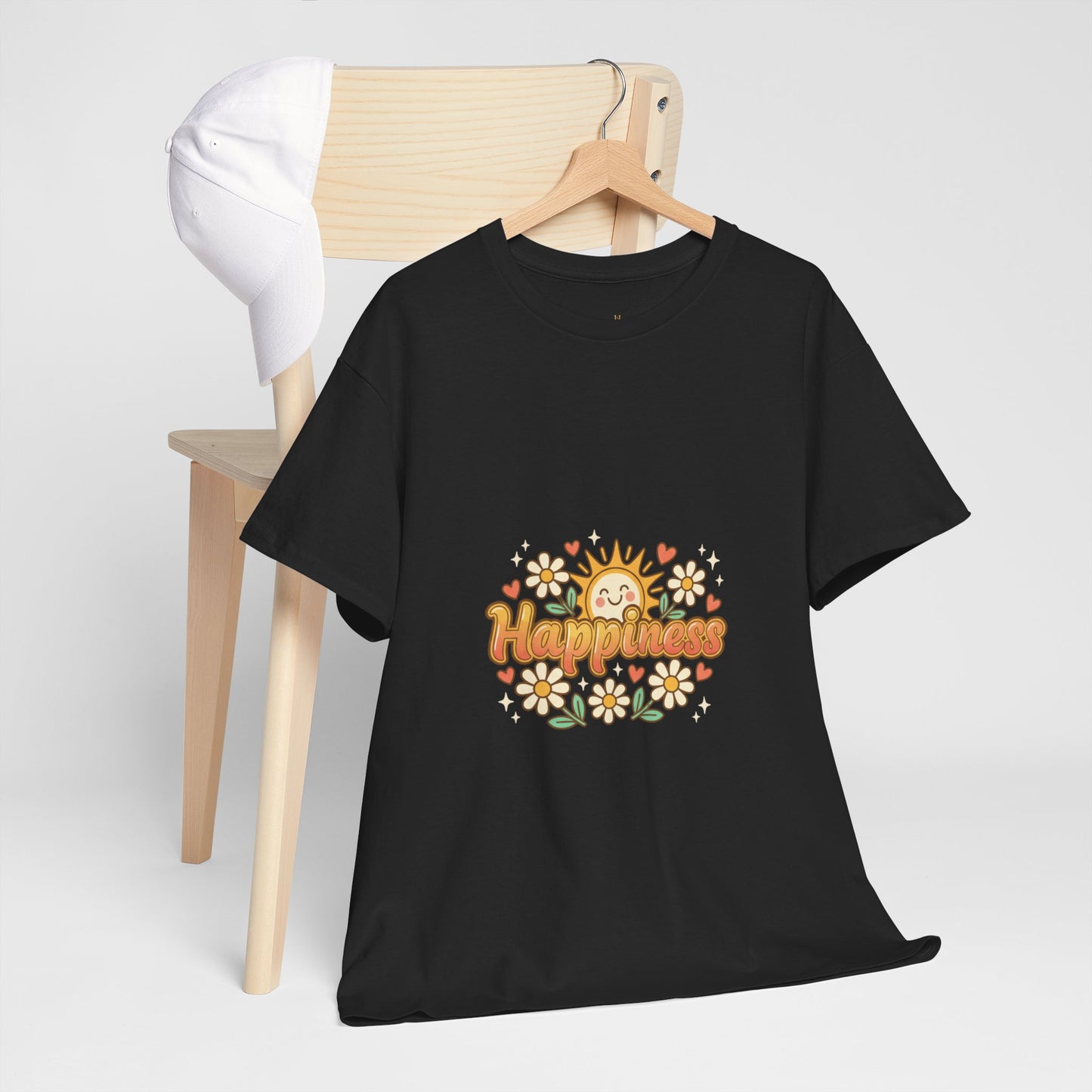 T-Shirt — "Happiness" Retro Sunflower Graphic Tee