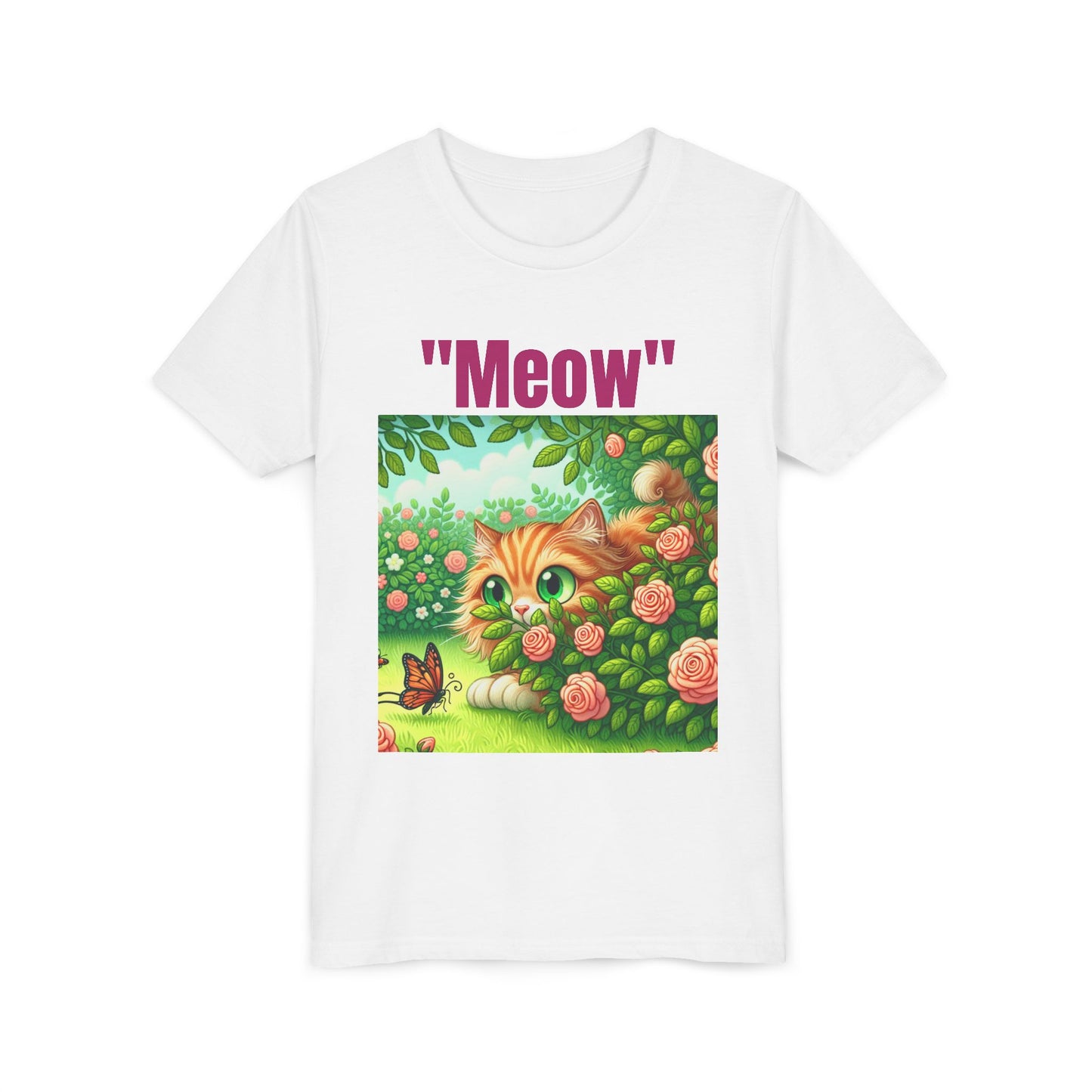 Meow Cat Youth Tee, Cute Kitten Shirt