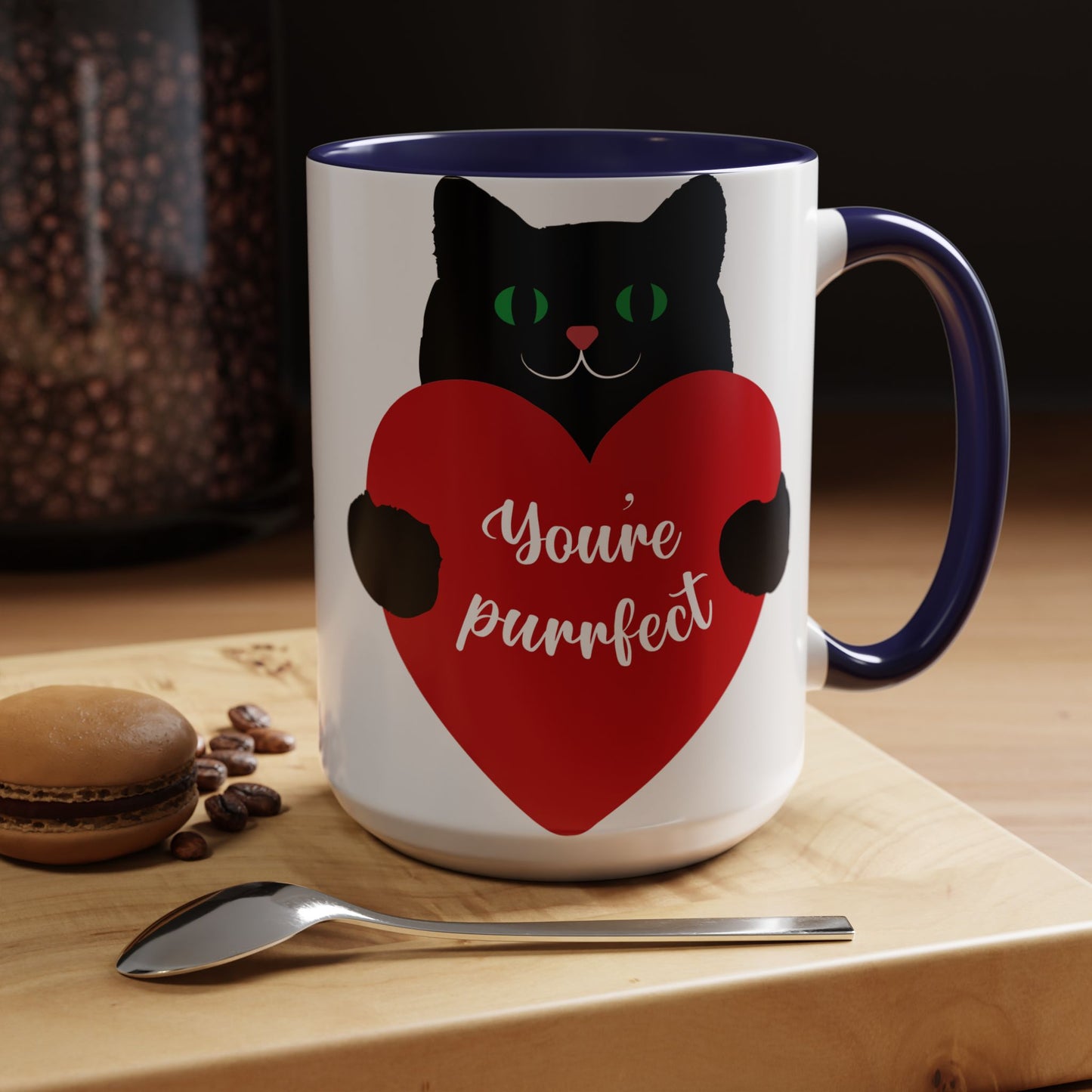 Purrfect Cat Heart Accent Coffee Mug – "You're Purrfect" 11/15oz