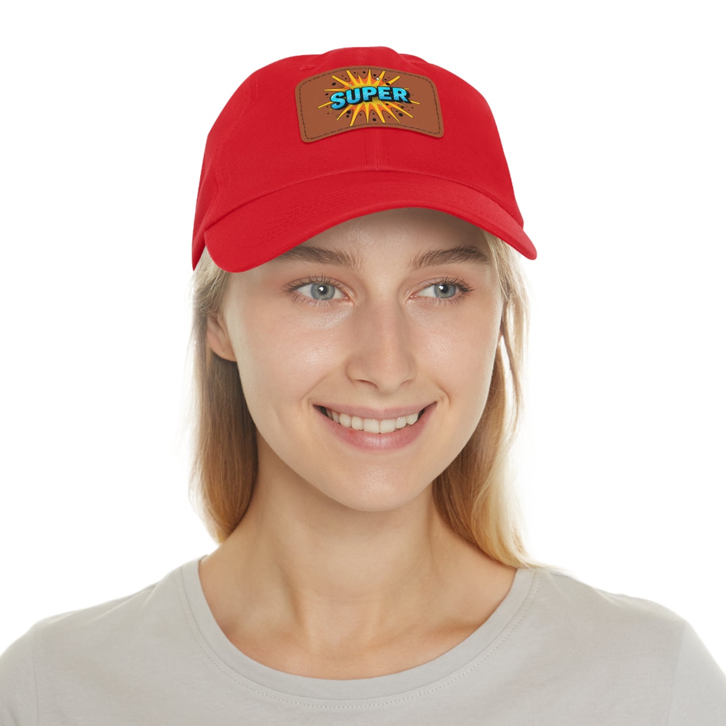 Super Dad Leather Patch Dad Hat — Embroidered 'SUPER' Cap
