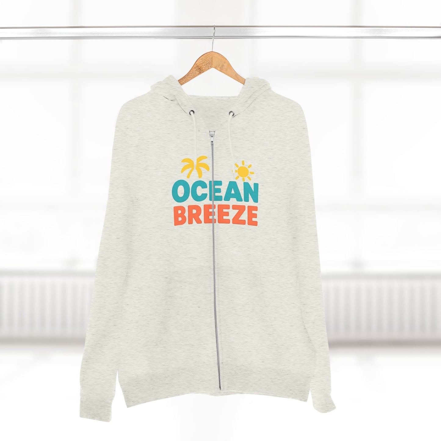 Ocean Breeze Unisex Zip Hoodie, Cozy Lightweight Jacket, Beach Vibes Wear, Summer Evenings Apparel, Ideal Gift for Friends