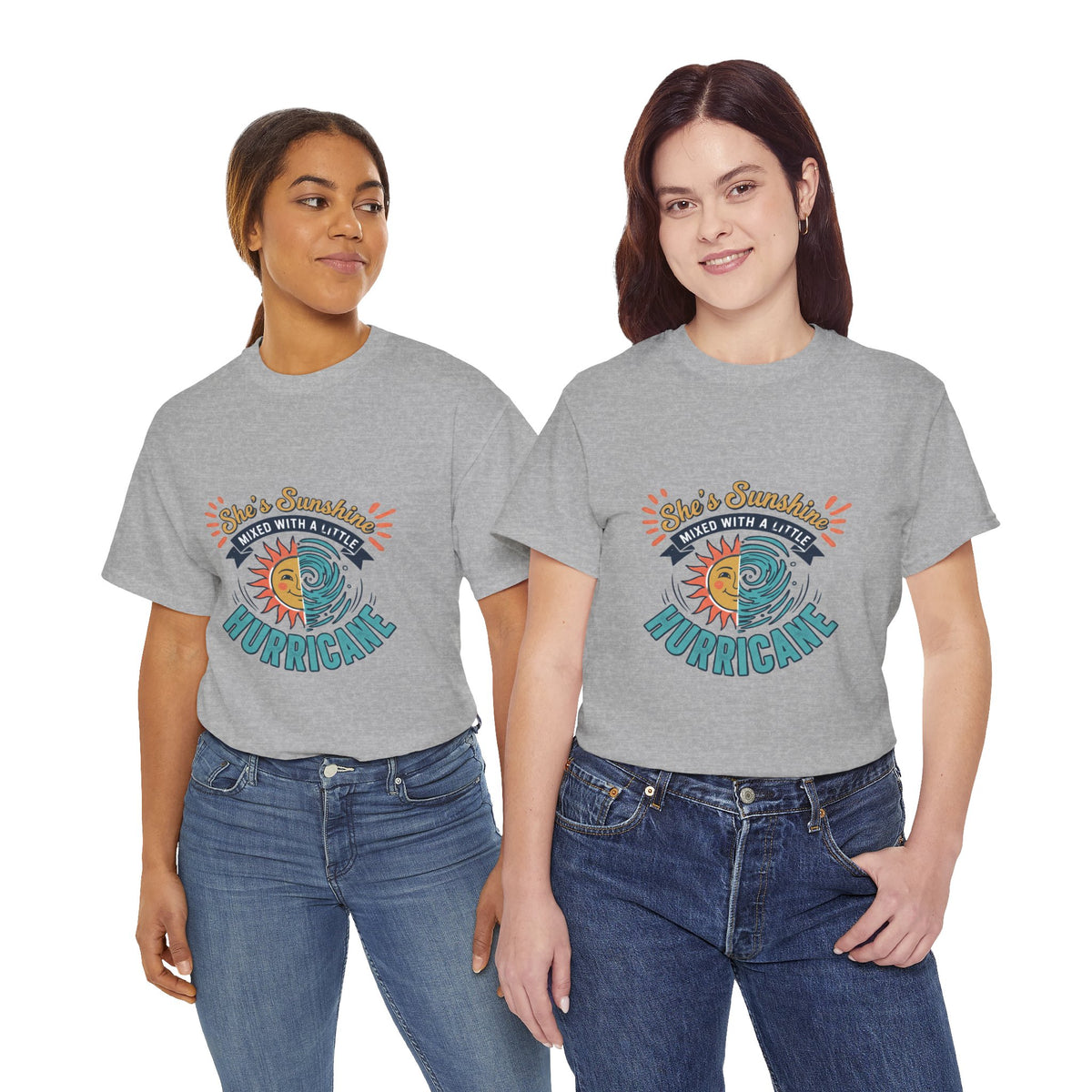 Sun & Sea Hurricane Graphic Tee – Retro Split Sun Wave Design