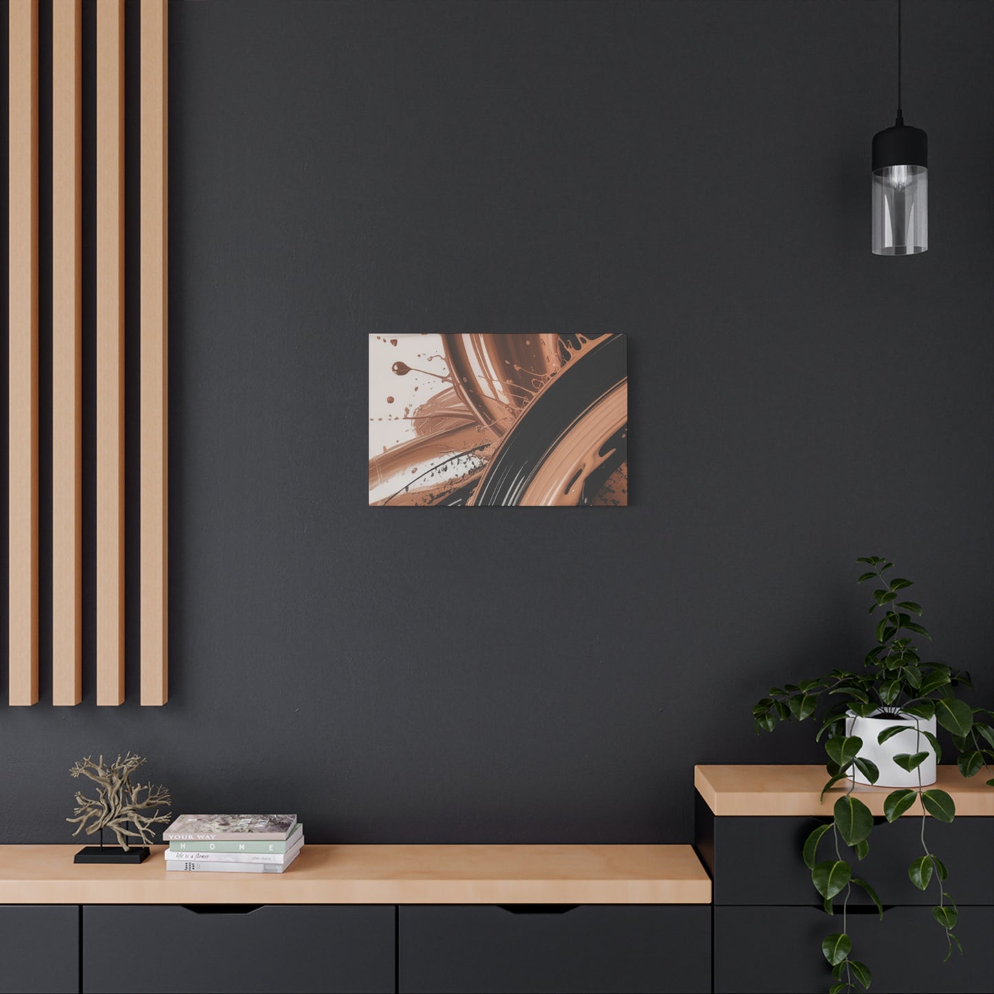Abstract Brown Swirl Matte Canvas Wall Art (Stretched 1.25")