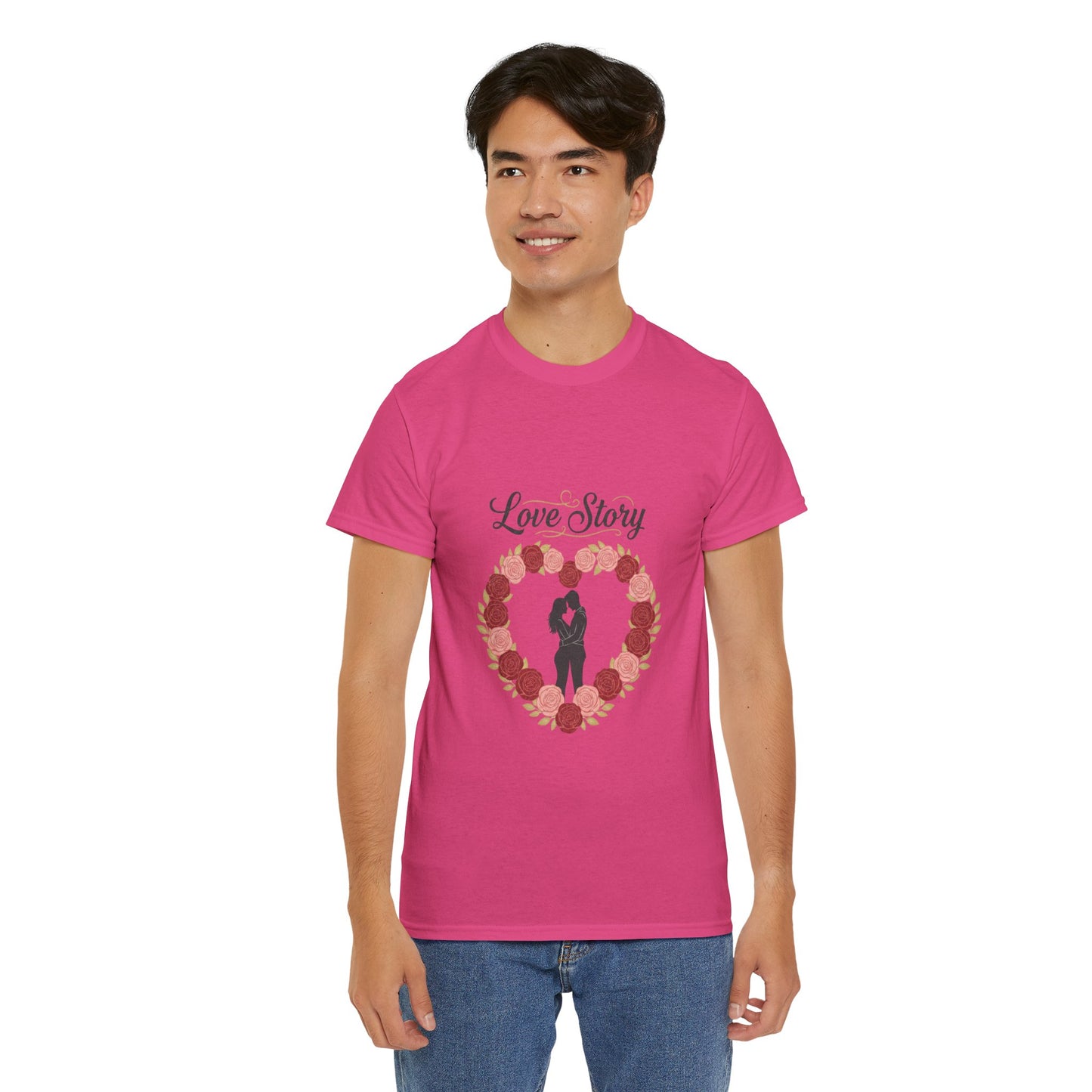 Love Story T-Shirt — 'Love Story' Floral Heart Romance Tee